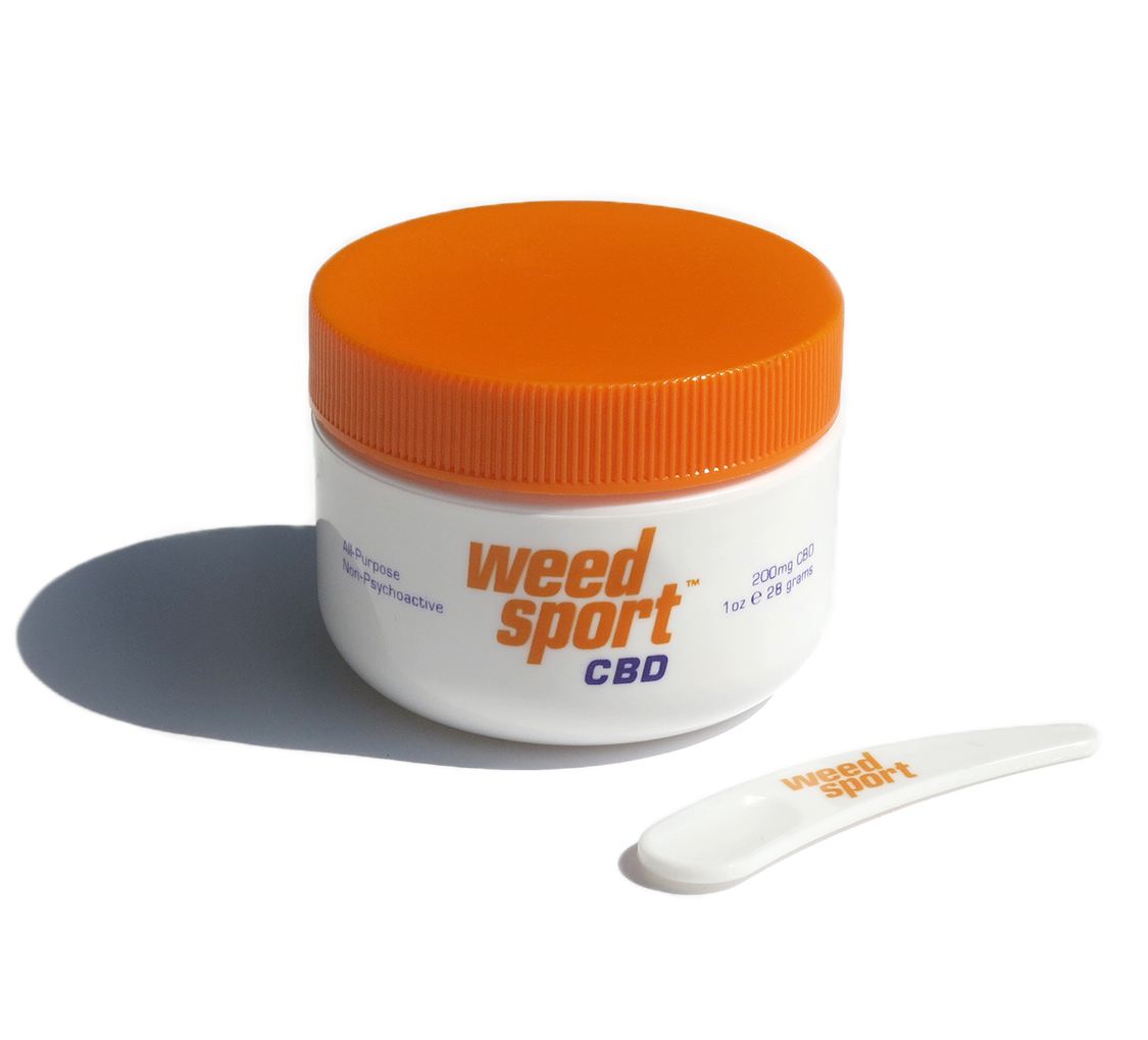 WeedSport CBD Muscle Rub Jar and Spoon